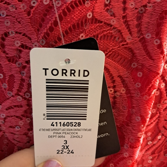 Torrid Elegant Pink Lace Sparkle Dress Sz3 - Picture 5 of 5